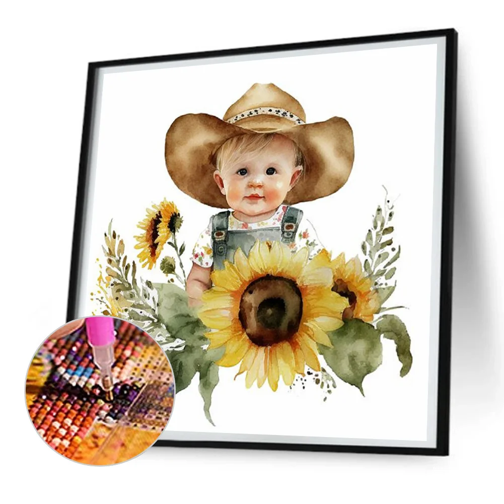 Diamond Painting - Full Round Drill - Farm Cowboy Kids(Canvas|30*30cm)