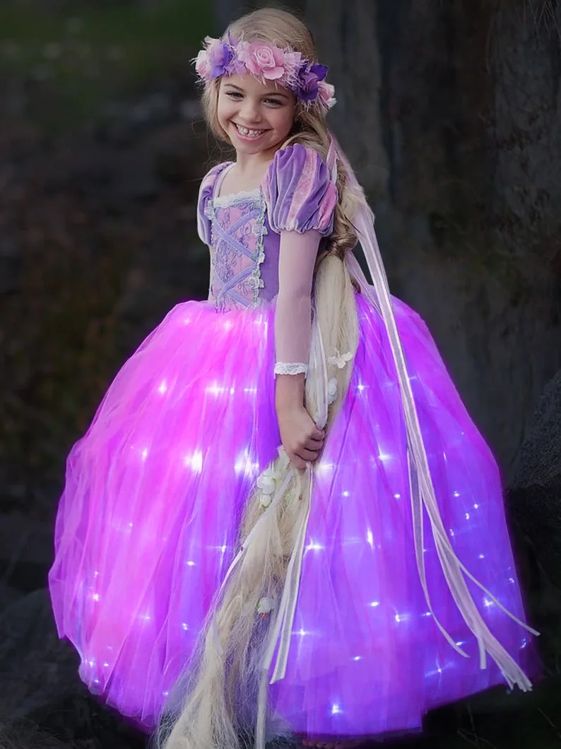 Glowing Princess Rapunzel Dresses Up Costume - Uporpor