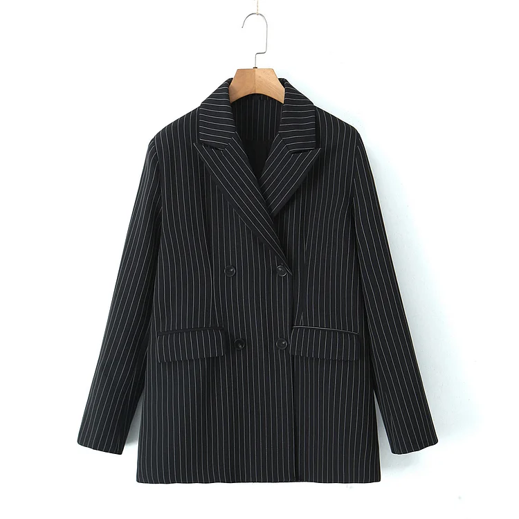 Vintage Stripe Vest Suit Coat Mop Bell-bottom Pants Three-piece Suit