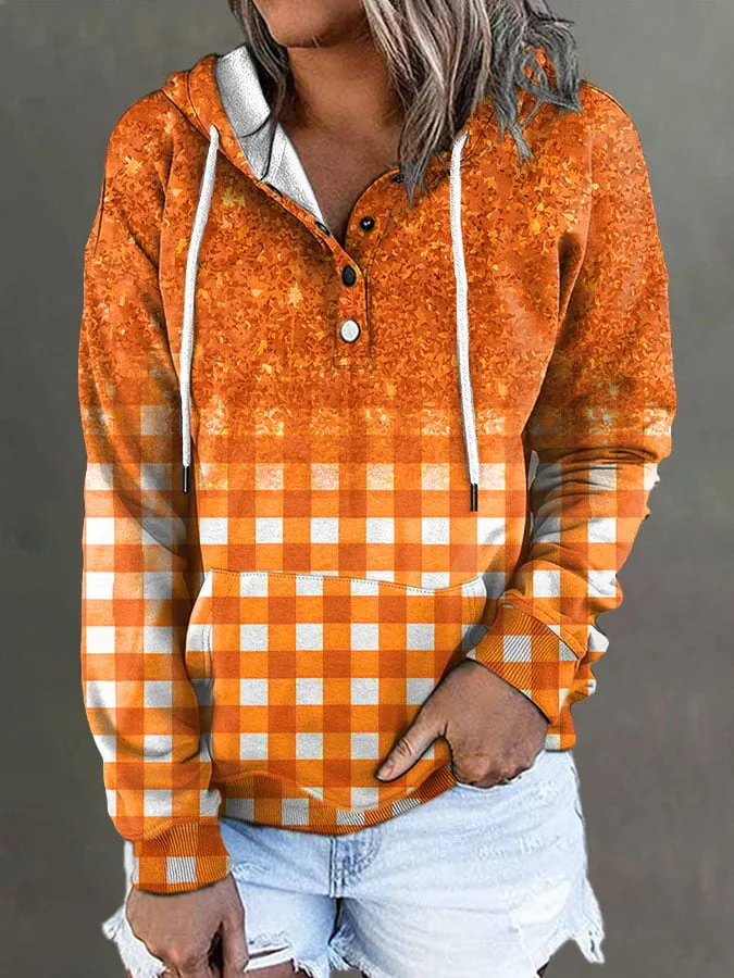 Women's Casual Gradient Plaid Print Long Sleeve Sweatshirt