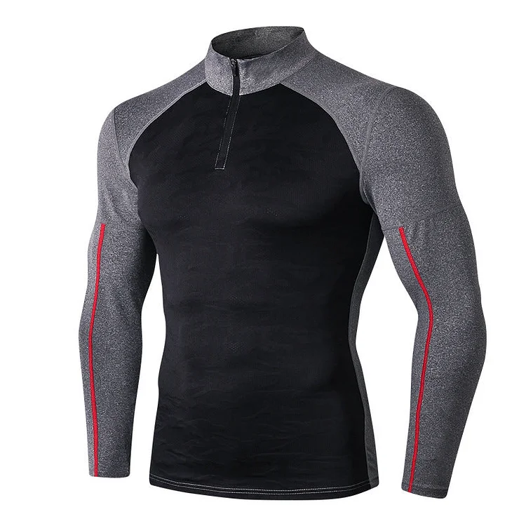 Moisture Wicking Shirts Men Autumn Winter Workout Clothes Long Sleeve Tight High Elastic Sportswear Camouflage Running Training Quick Drying Clothes