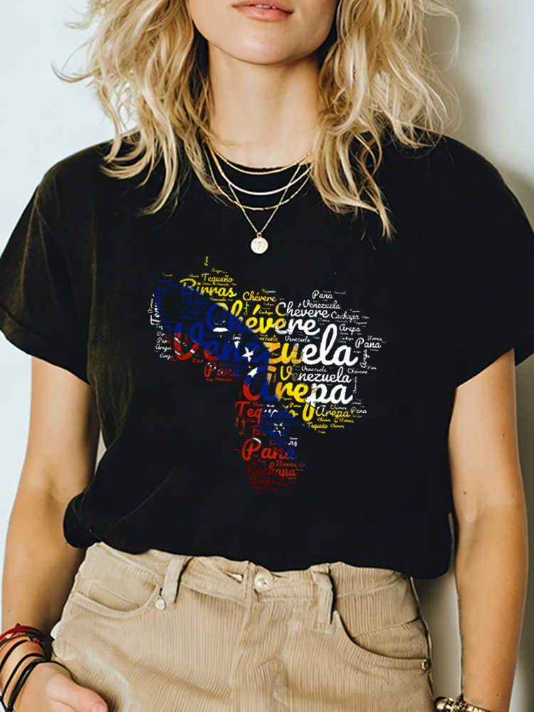 Venezuela Map Pattern Women's Short Sleeve T-shirt artswardrobe