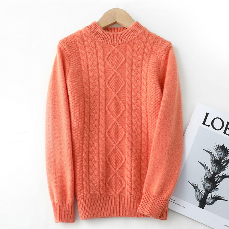 Cable Knit Warm Kid's Wool Sweater REAL SILK LIFE