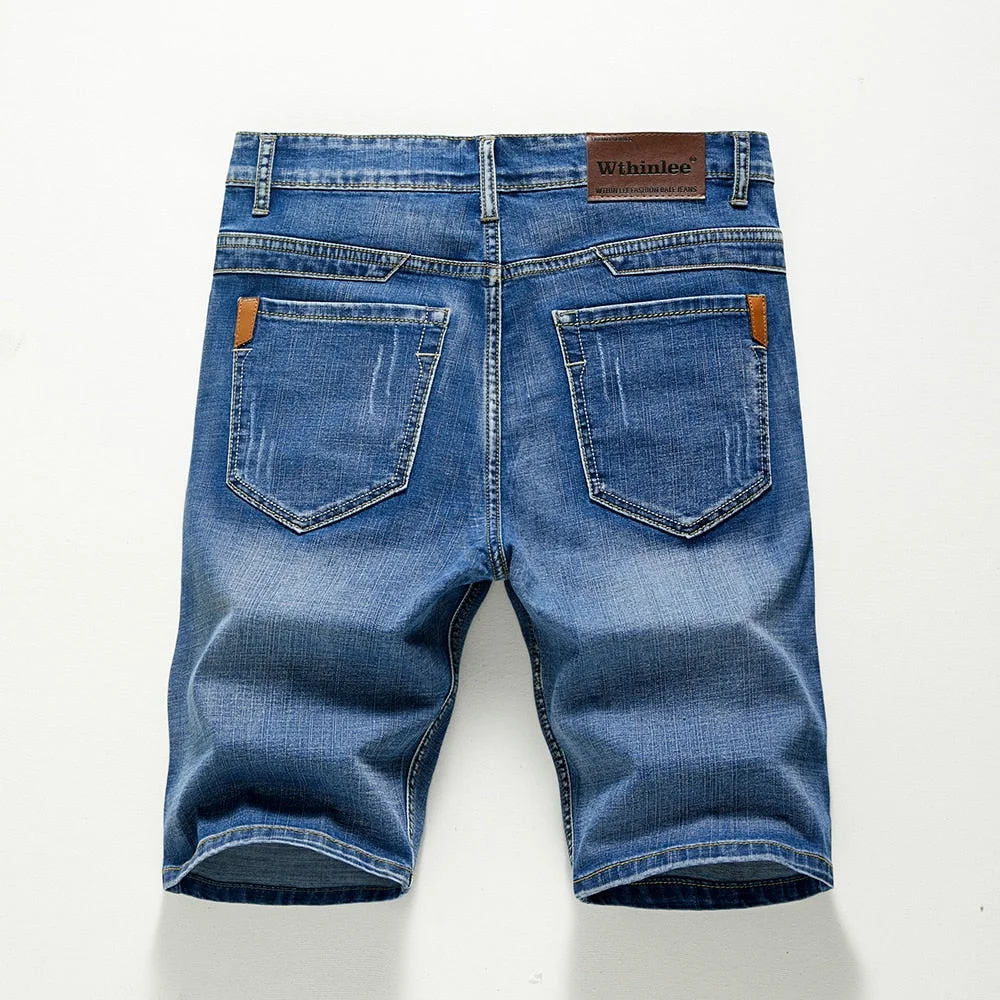 Inongge Summer Shorts Jeans Men Denim Pants Stretch Dark Blue Fashion Design Men's Jeans Slim Straight Male Short Jeans Hombre