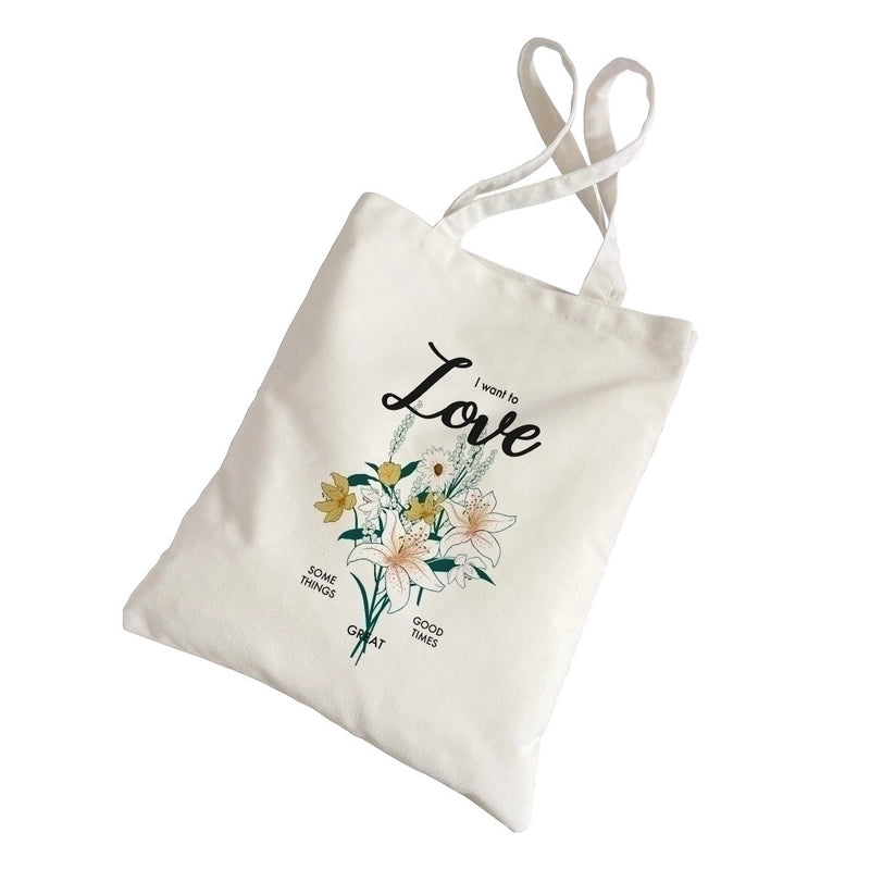 Women’s Streetwear Flower Canvas Shopping Bags
