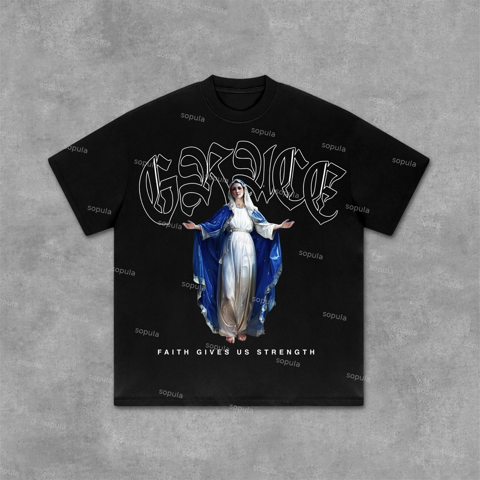 Sopula Sister Grace Faith Gothic Alphabet Graphic T-Shirt - SOPULA