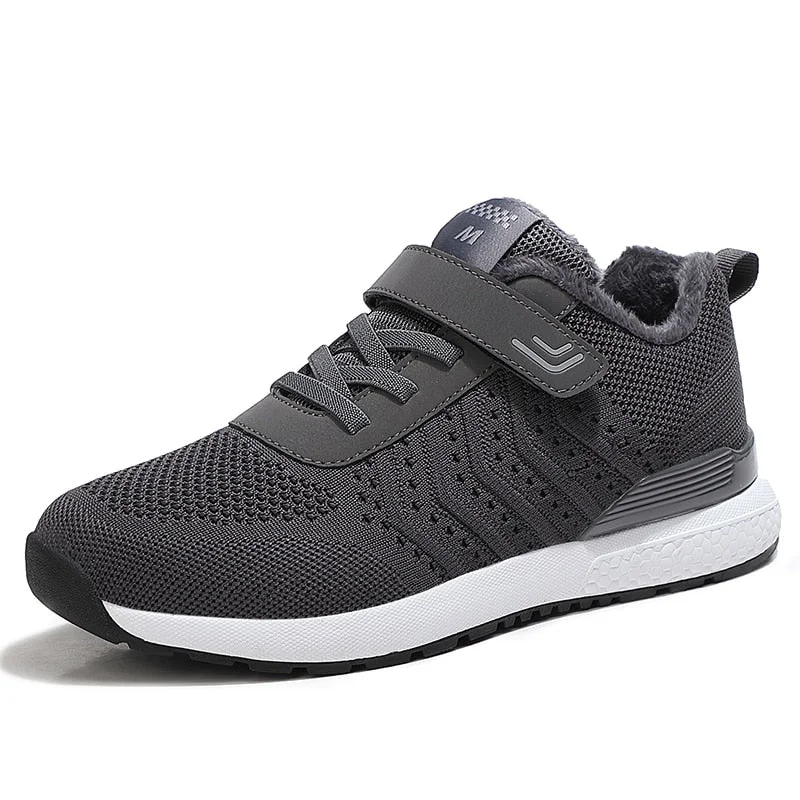 Nine o'clock Quality Mesh Men Casual Shoes Winter Warm Lined Female Sneakers Anti-skid Breathable Footwear Stylish Soft Bottom