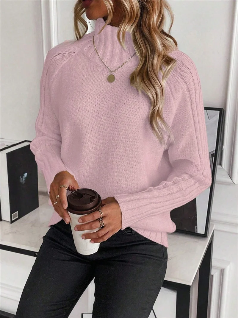 Athvotar Athvotar Women's Clothing Pure Color Buffet With Long-Sleeved Sweater Autumn And Winter High Collar Top