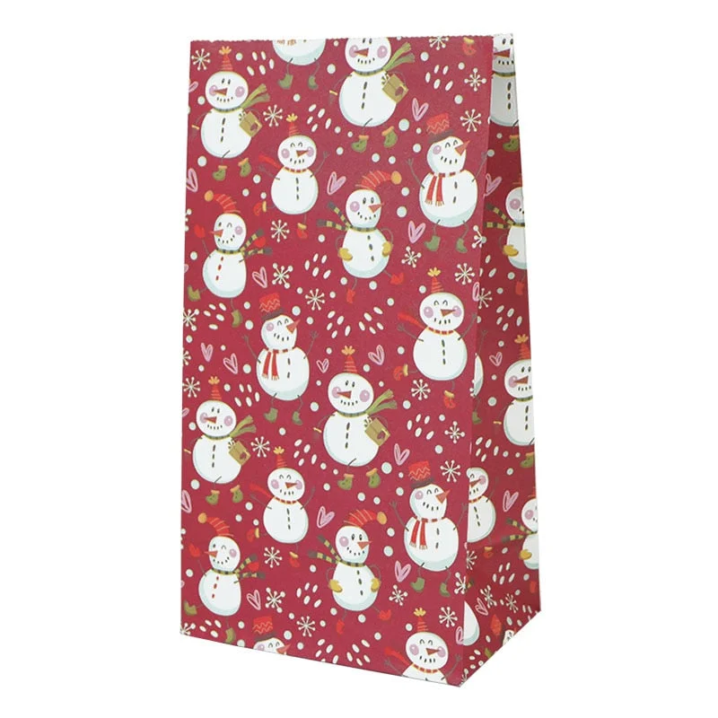 10pcs Kraft Paper Candy Cookie Bag Santa Claus Snowman Christmas Gift Packing Bags Xmas Navidad New Year Party Decor Supplies