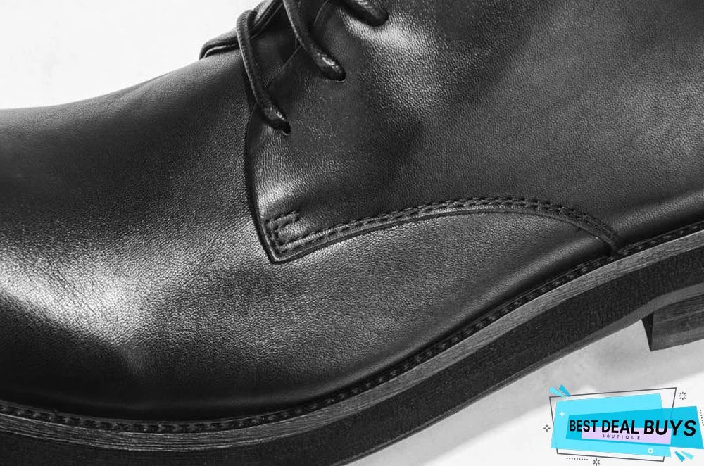 Men Casual Shoes High-Top Ankle Riding Boots Vintage Genuine Leather Sneakers Black Lace Up Work Boots