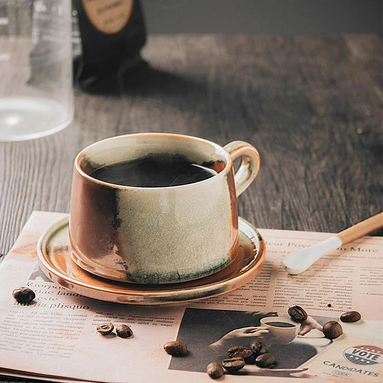 Rustic Stoneware Teacup with Swivel Handle