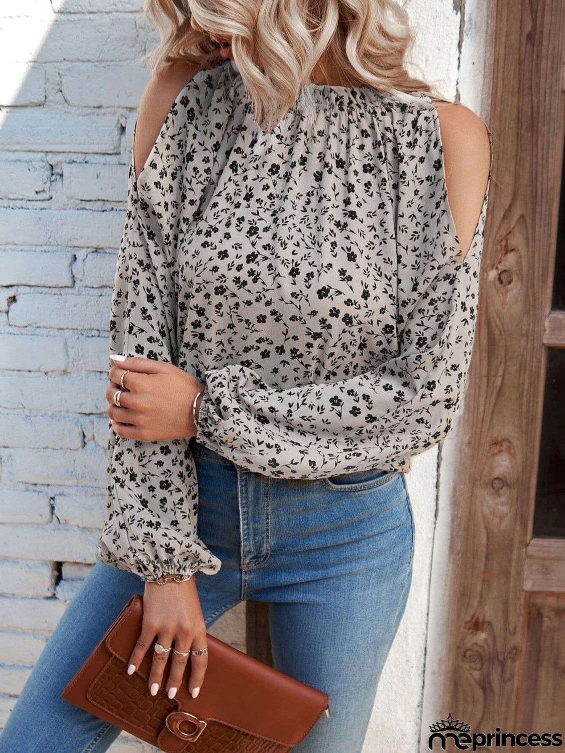 Floral Cold-Shoulder Blouse