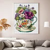 (Stamped/Counted) Flowers In Tea Cup - 18CT Cross Stitch 20*25cm/7.87*9.84in