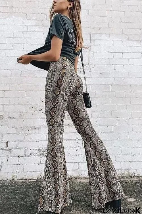 Snake Print Flares Pants