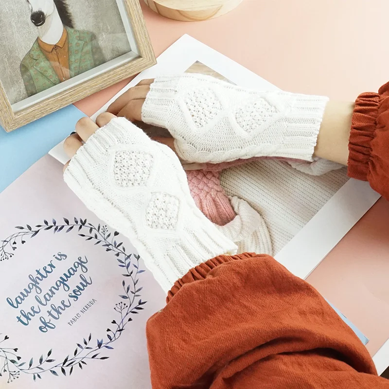 Letclo™  Diamond-shaped Jacquard Half-finger Gloves letclo Letclo