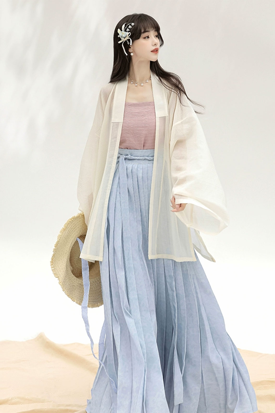 Modern Hanfu with Long Gown withTencel Camisol Chinese style - xiachan夏蝉 Stupa Stones