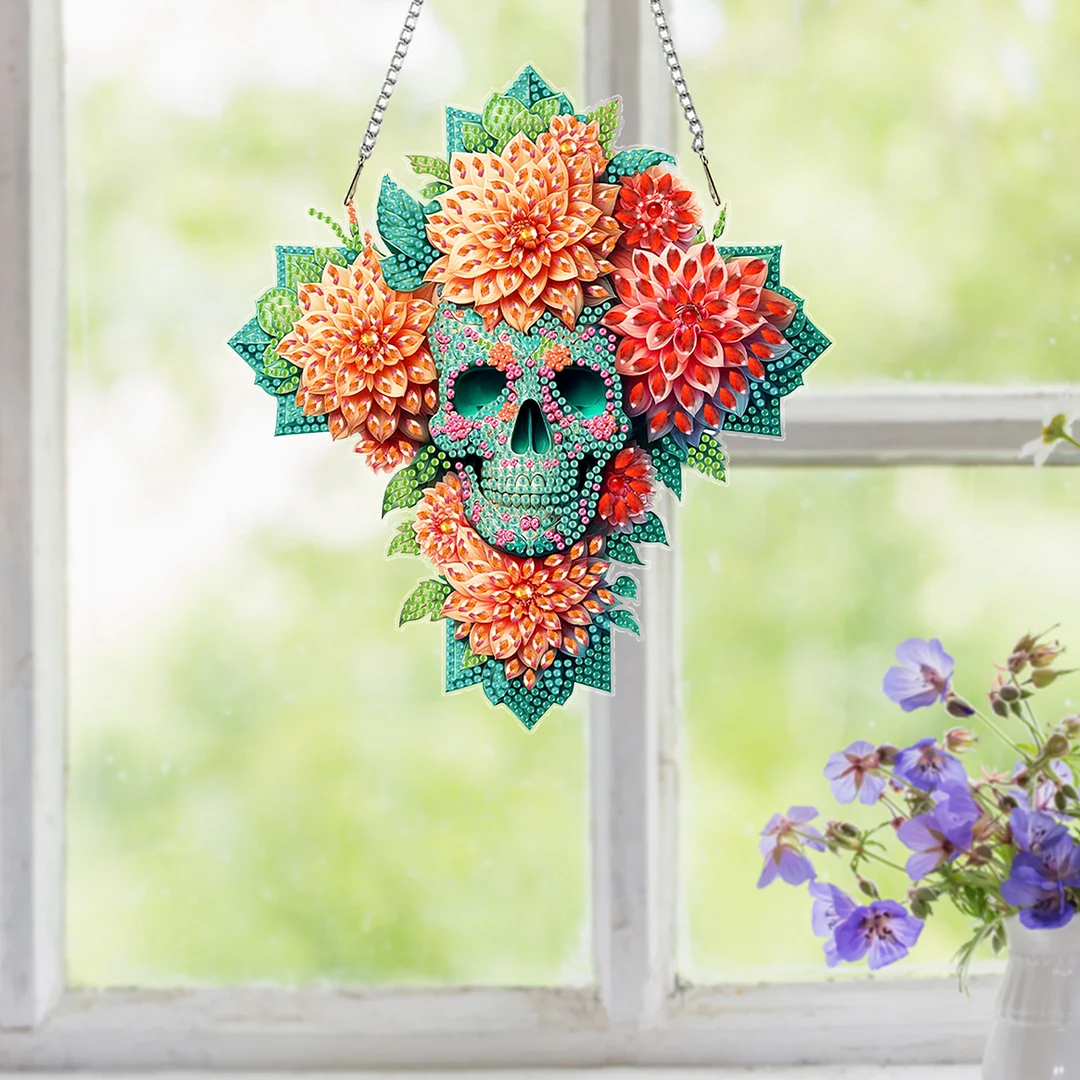 Crosses Skulls 2DFlat DIY Acrylic Diamond Painting Kit Window Hanging Home Decor