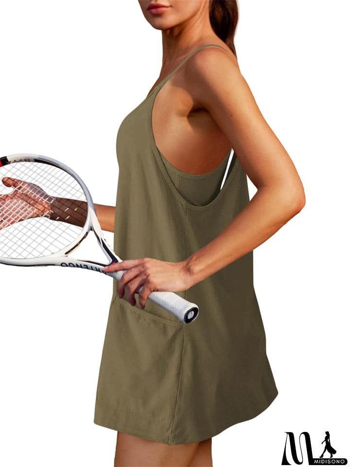 MidiSono - Women's Sportswear 3-Piece Mini Dress + Vest + Shorts