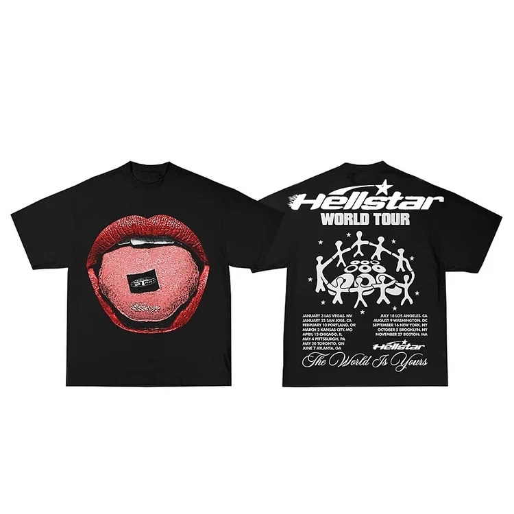 Vintage Personalized Hellstar Lips Graphic 100% Cotton Short Sleeve T-Shirt