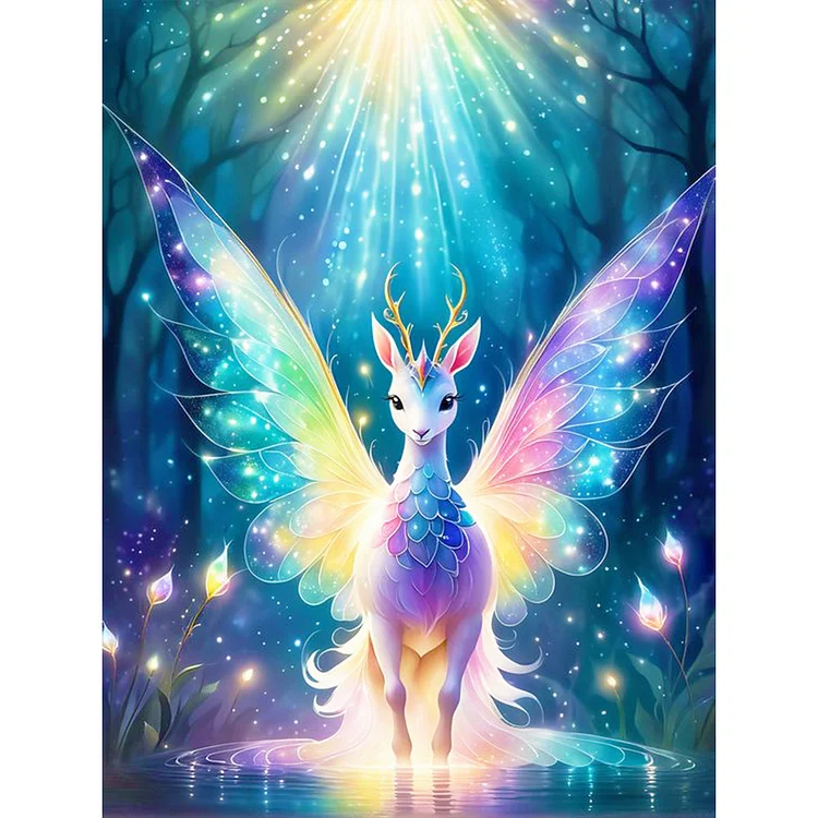 Elf Deer In Forest Lake 30*40CM (Canvas) Full Round Drill Diamond Painting gbfke
