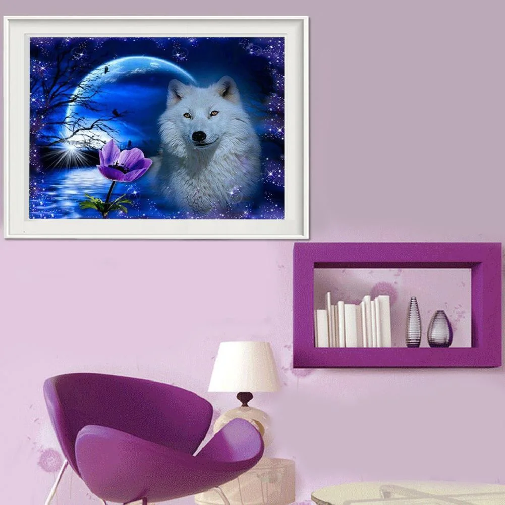 Diamond Painting - Partial Round Drill - Night Wolf(40*30cm)