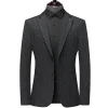 Men's casual knitted check suit
