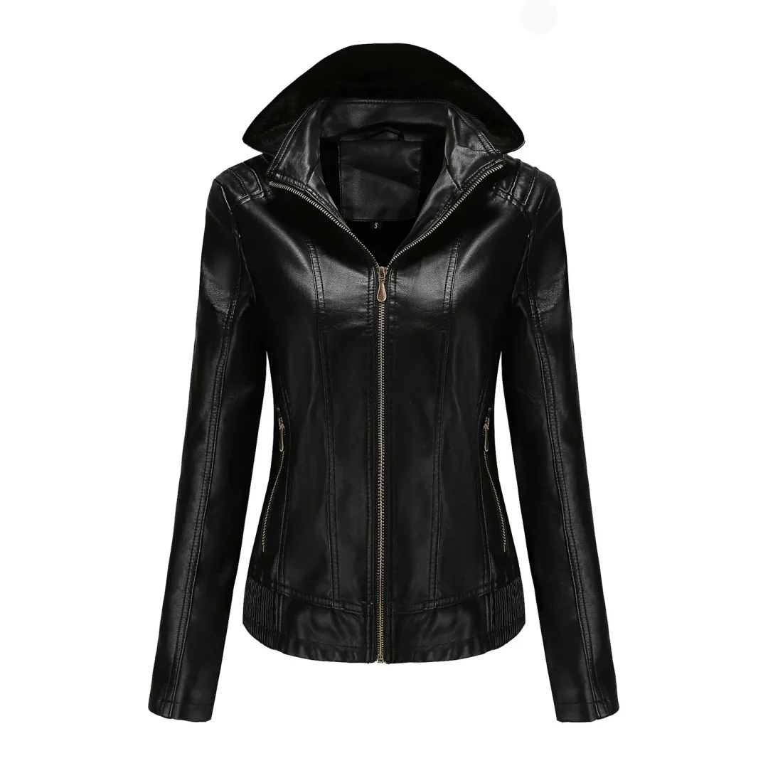 Leather Plush Winter Jacket For Women