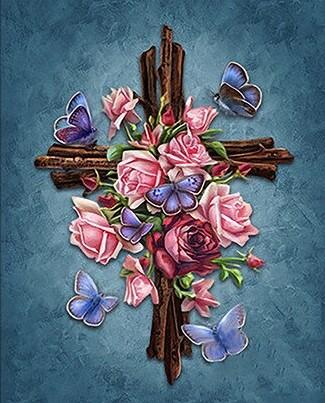 

Cross of Flower Branches – Paint By Numbers - 40*50CM, 501 Original