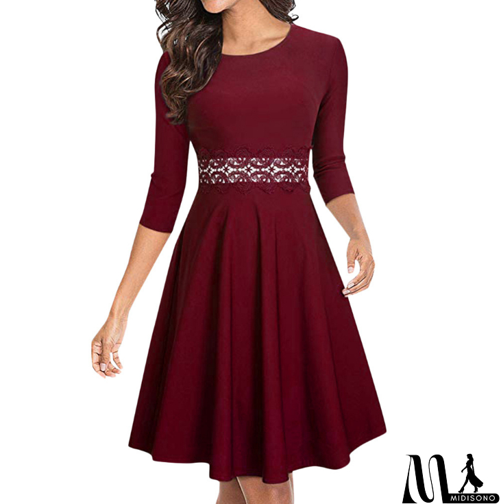 MidiSono - Design Round Neck Women'S Lace Dress