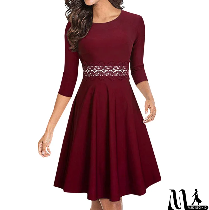 MidiSono - Design Round Neck Women'S Lace Dress