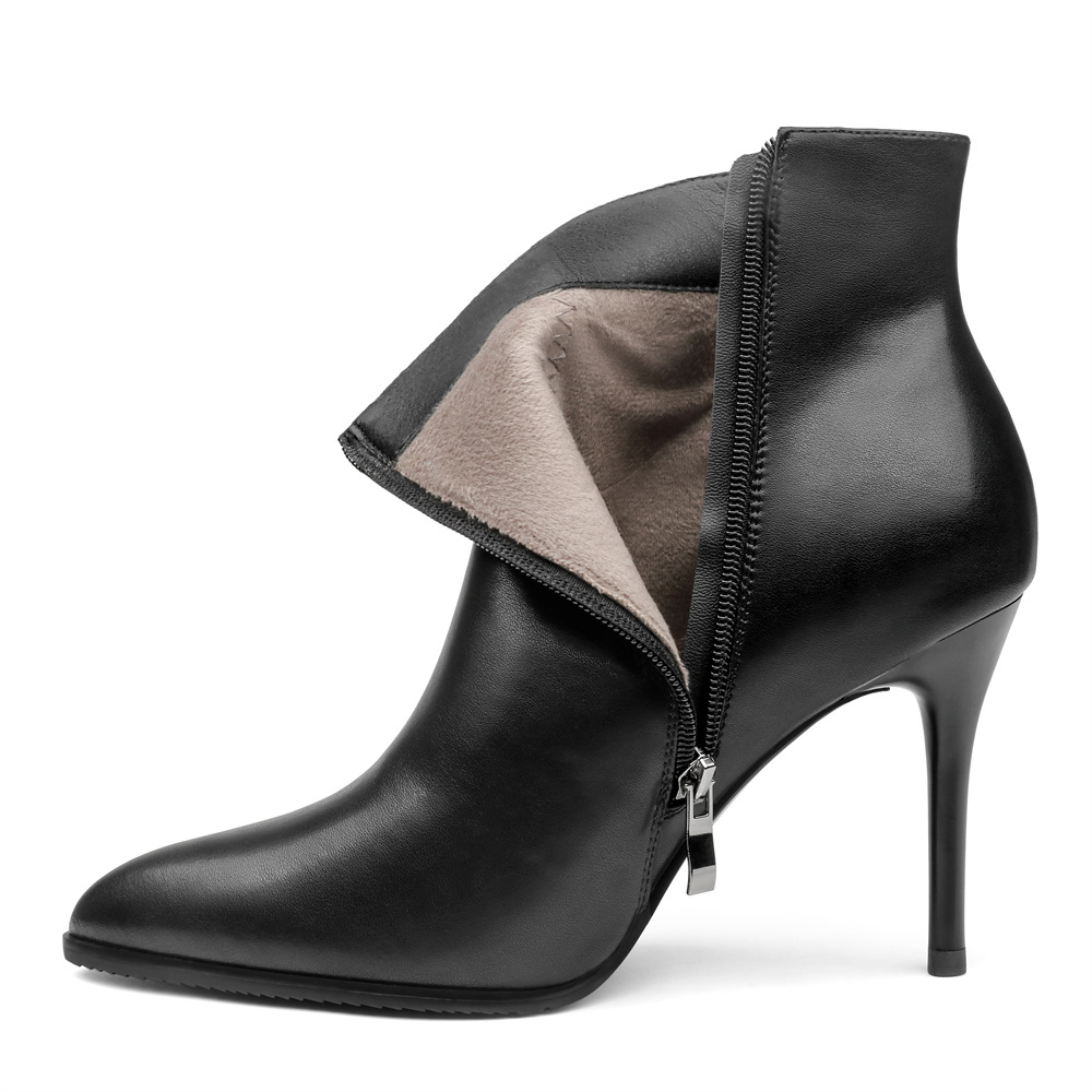 Women's Side Zipper Ankle Boots Heeled Shoes-MERUMOTE