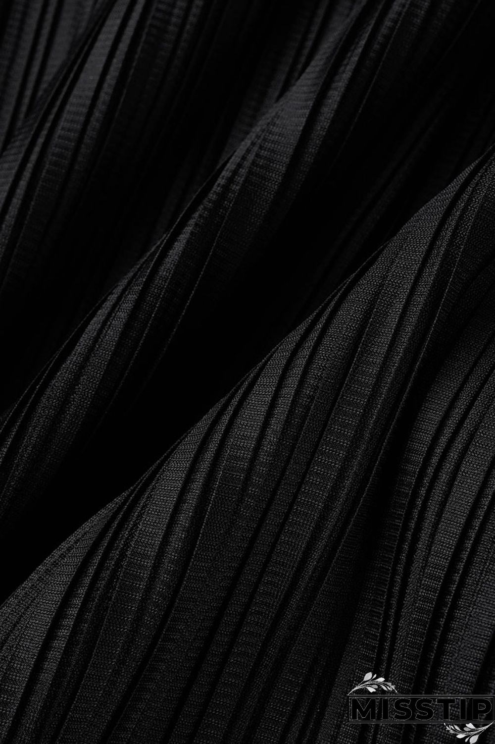 Black Casual Solid Patchwork Fold O Neck Straight Dresses