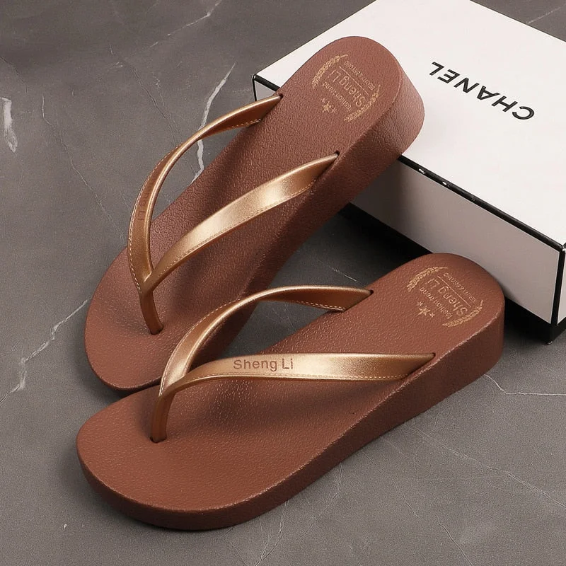 Women Wedge Flip Flops Fashion Candy Color Comfortable Female Beach Flip Flop Slides 2022 Summer Slippers Slides Shoes For Women