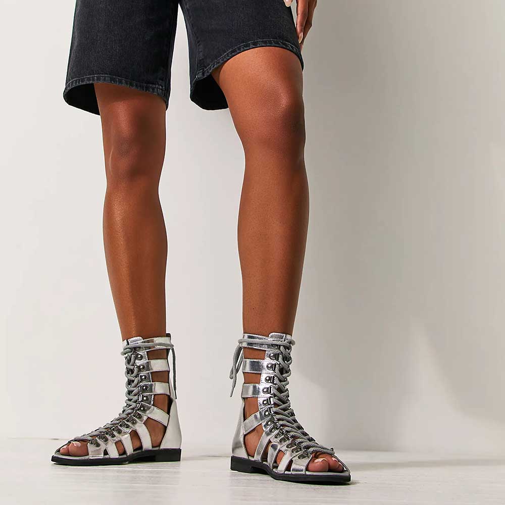 City Classified Gladiator Lace Up Flat Sandal main image 1