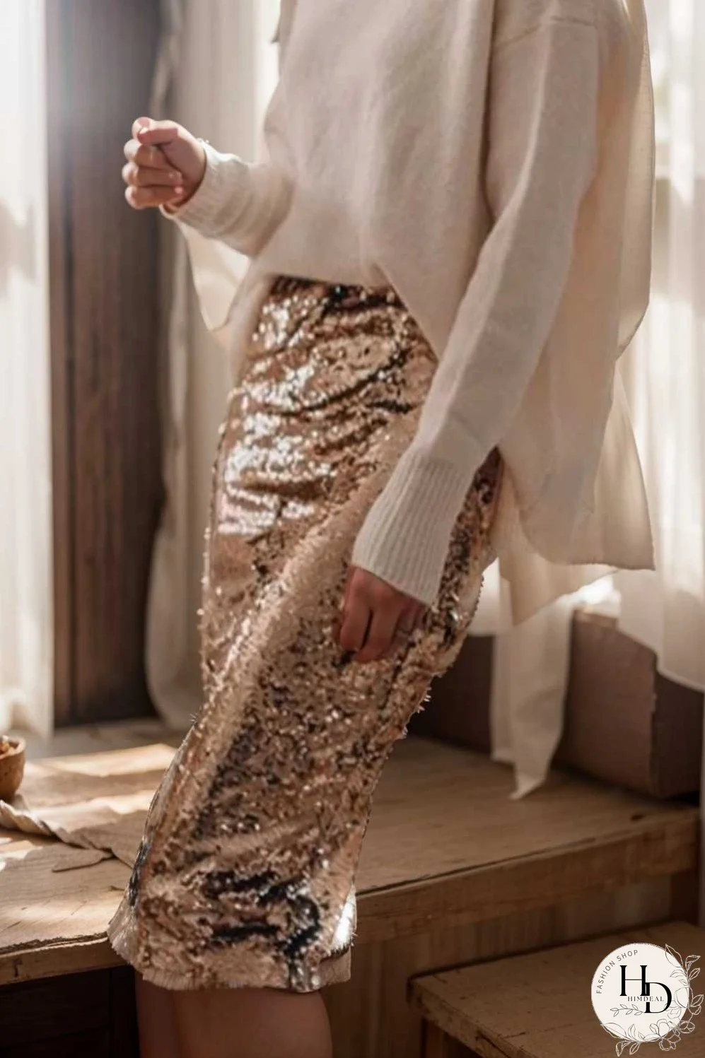 women s skirts sequined skinny slit midi skirt