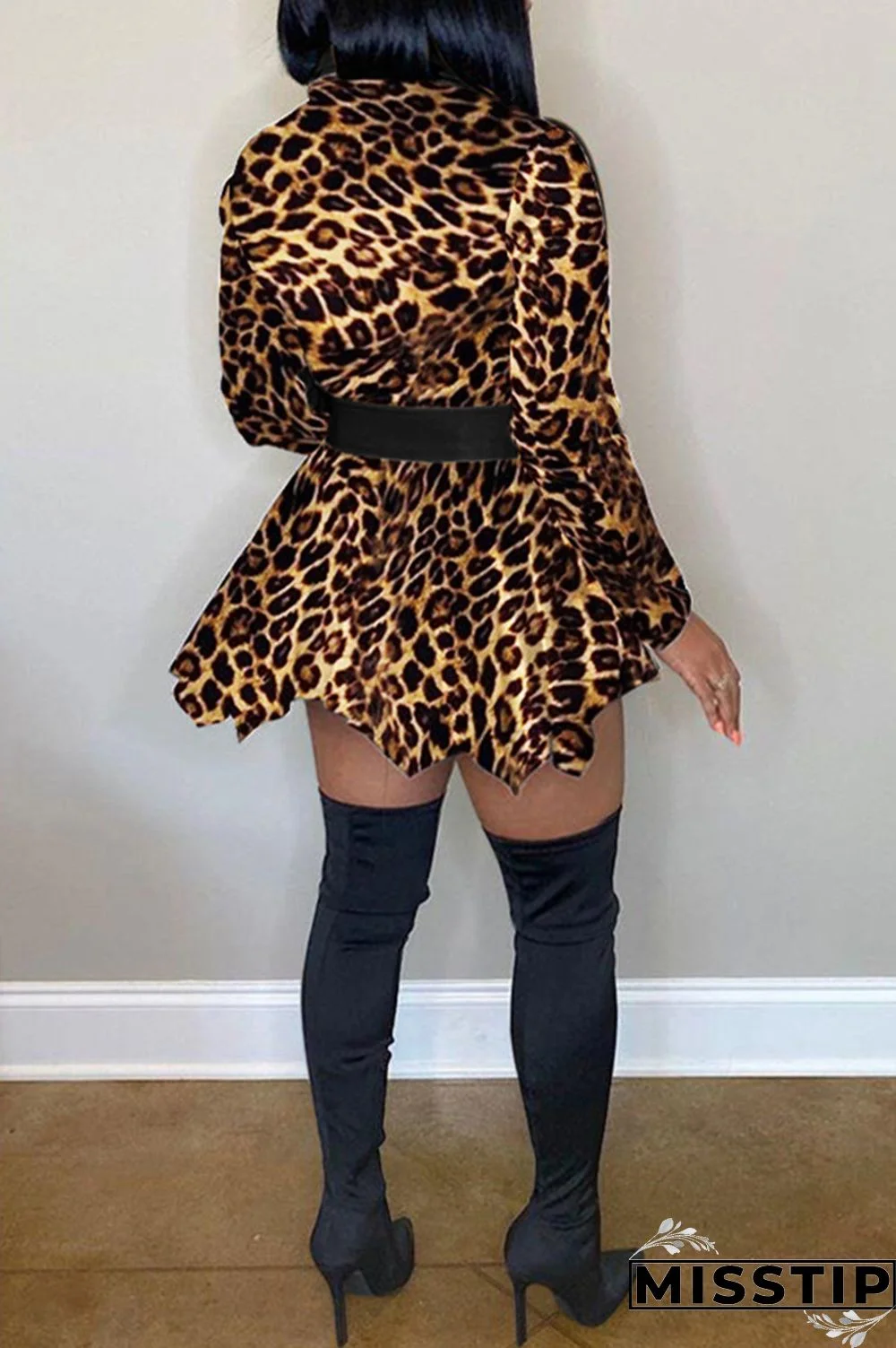 White Fashion Casual Print Patchwork Turndown Collar Long Sleeve Dresses