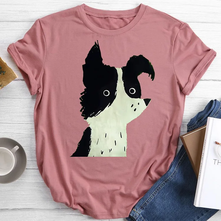 Cute funny dog Round Neck T-shirt-0024218