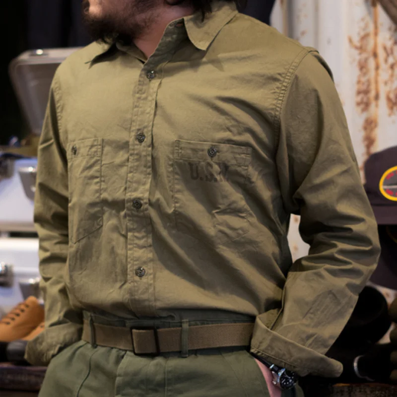 Vintage Olive US Navy N-3 Utility Casual Shirt
