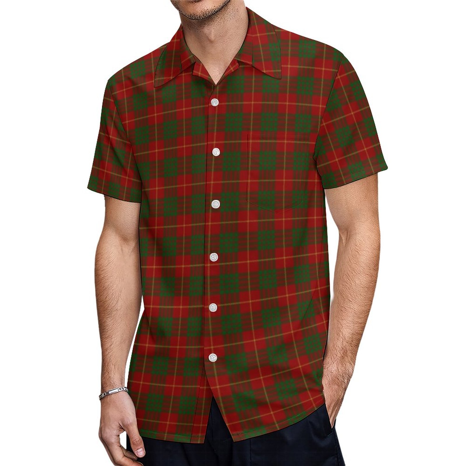 Scottish Clan Cameron Tartan Hawaiian Shirt Mens Button Down Plus Size Tropical Hawaii Beach Shirts