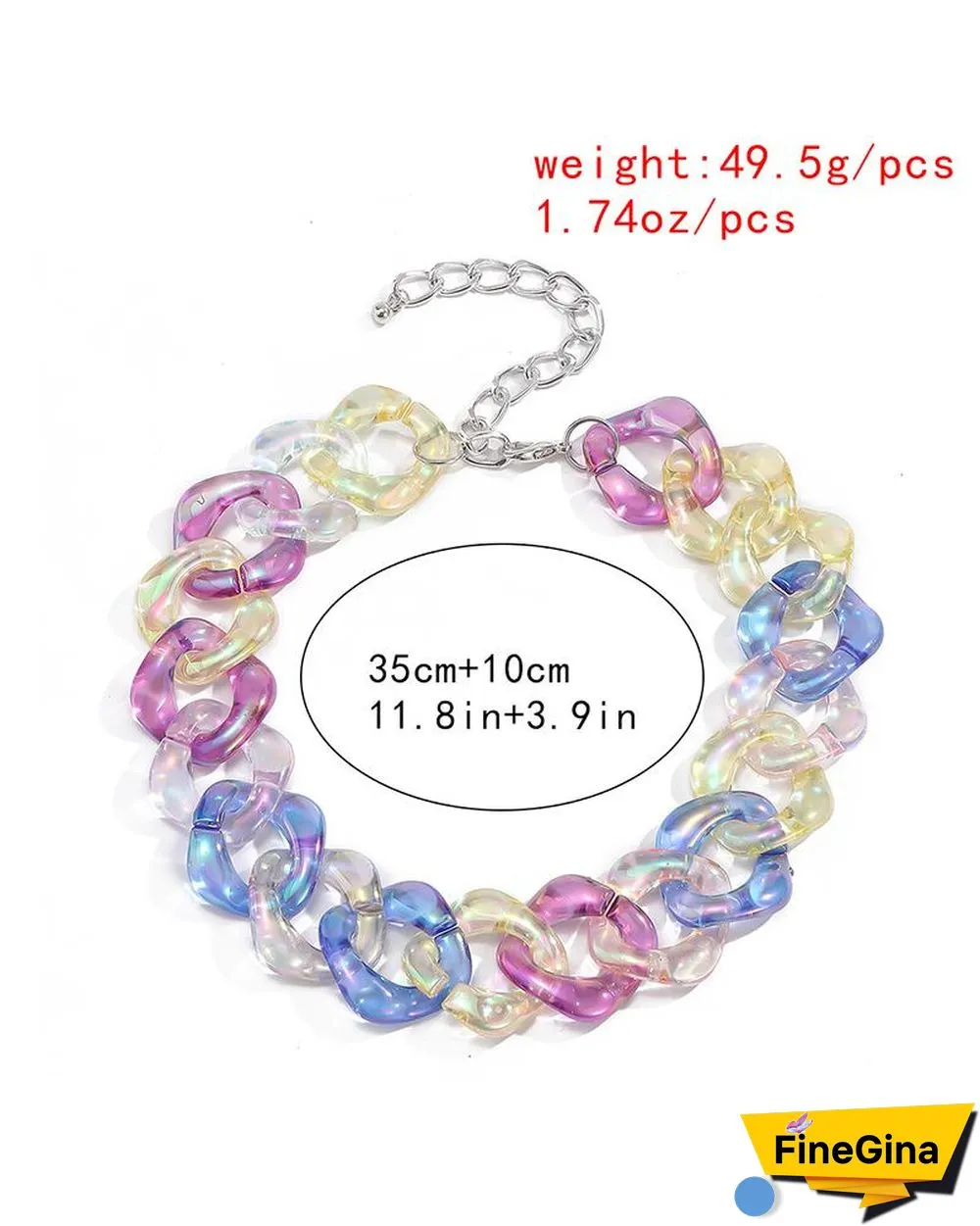 1PCS Colorful Acrylic Chain Necklace