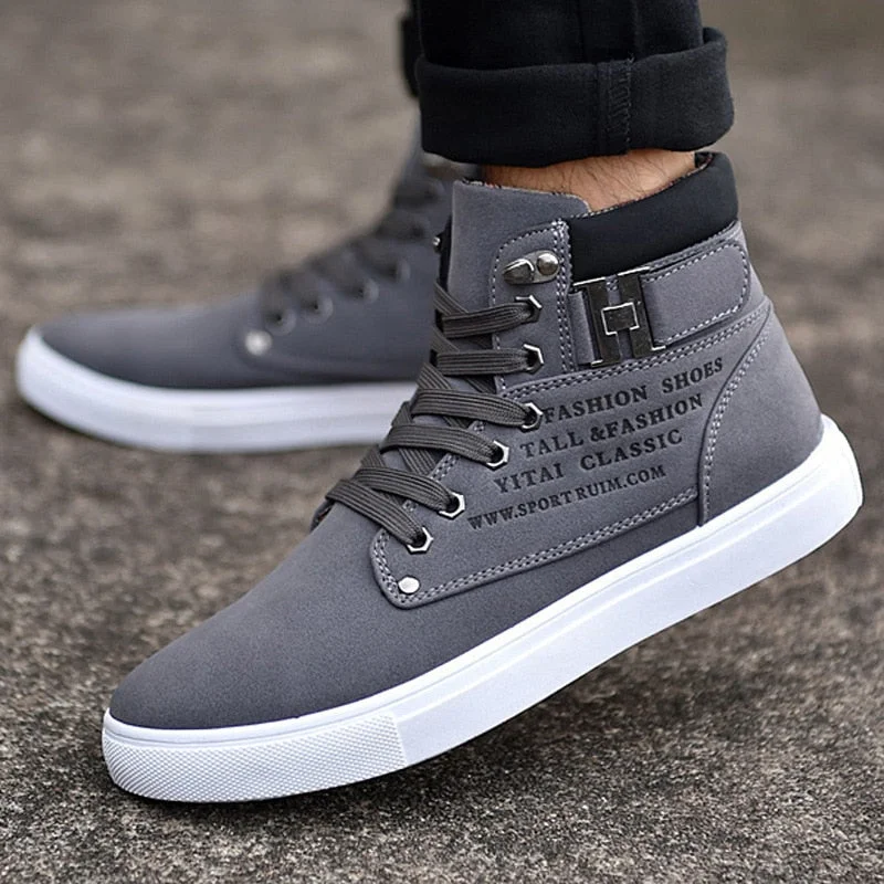 Fashion Men Casual Shoes High Top Canvas Shoes Sneakers Man Lace-Up Breathable Trainers Men Baskets Homme Basic Flats Shoes 365