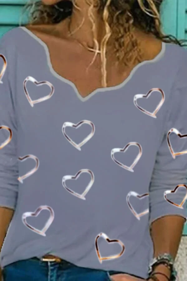 Fashion Wave Collar Regular Print Top