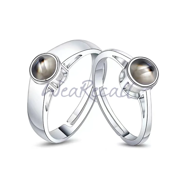 Projector Picture Custom Personalized Photo Couple Rings 925 Silver wetirmss