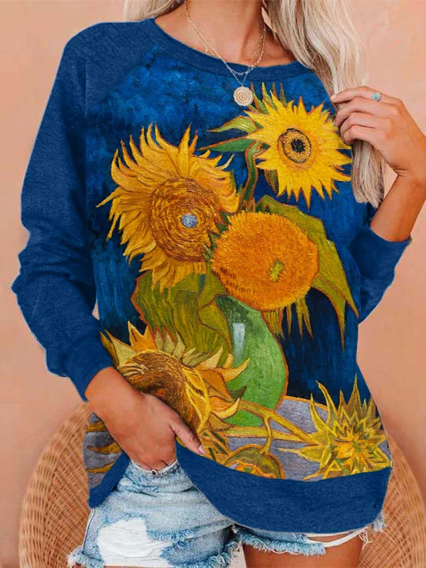 Van Gogh Sunflowers Print Sweatshirt