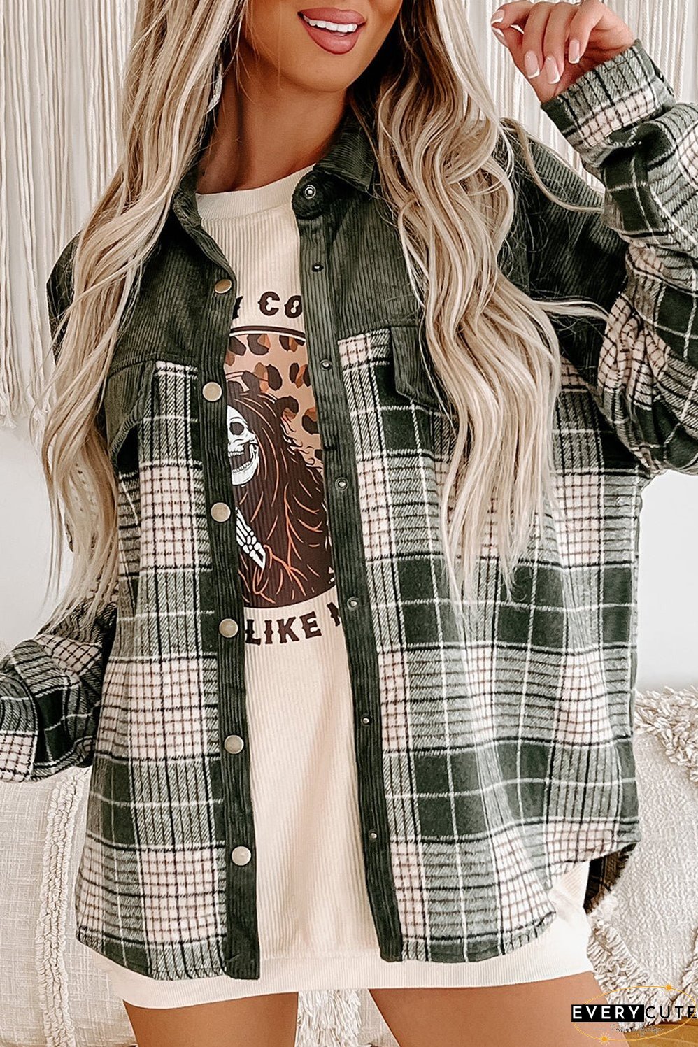 Comfortable Plaid Corduroy Jacket