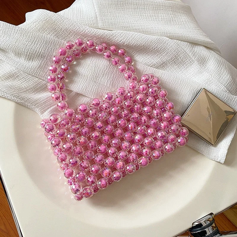 Women Tote Bags 2022 Acrylic Handbag Female Shopper Purses Spring Fashion Casual Handmade Colorful Laser Beading Top Handle Bags