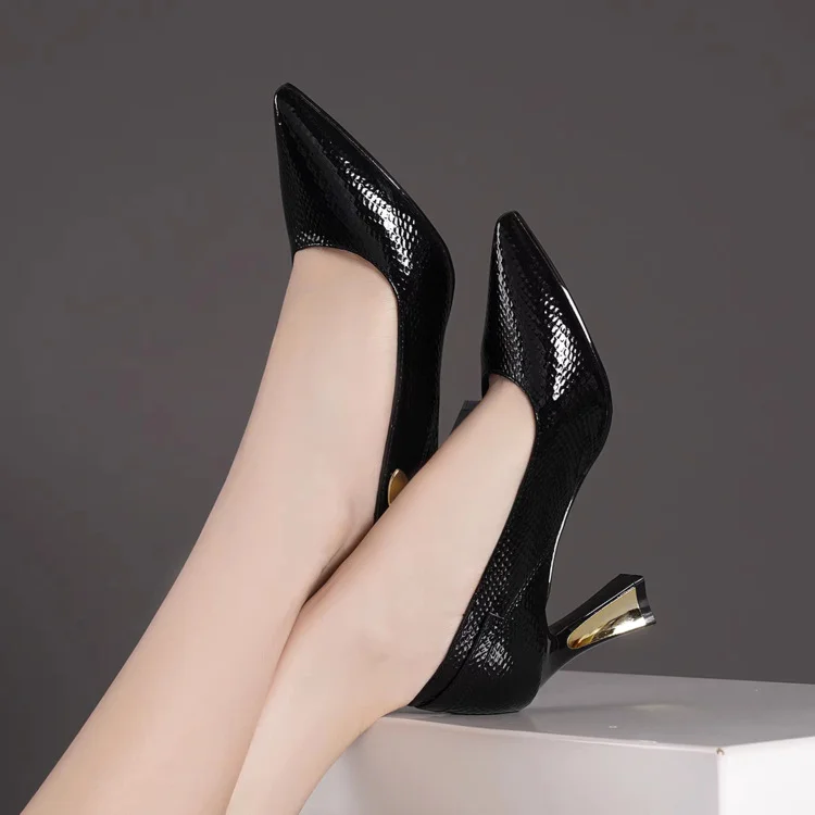 Yyvonne Fine Heeled And Shallow-Mouth Single-Shoe Women's 2025 New Large-Size Temperament High-Heeled Shoes Professional Four-Season Women's Shoes