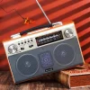 Retro Wooden Bluetooth Speaker, Rechargeable Portable Radio, 3 Band, AM, FM, SW with BT, USB, TF, AUX Extension Antenna, Bluetooth Speake