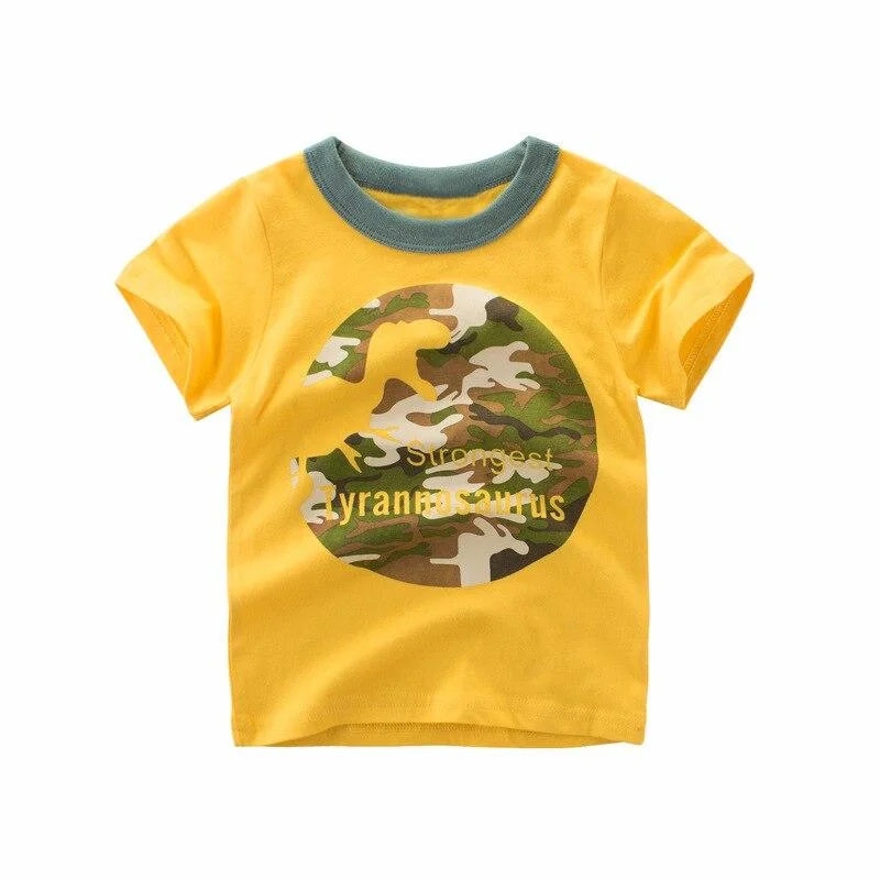 2021 Summer Boys T Shirt Children's Clothing 3-8 Years Baby Boy Short Sleeves Tops Kids Clothes Cartoon Pattern Boys T-Shirt