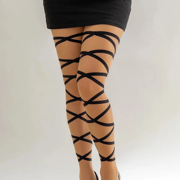 Ridaxi Punk Dark Style Bind Body Chain Leg Chain for Women Adjustable Wrap Elastic Thigh Chain Summer Fashion Outdoor Photo Accessories